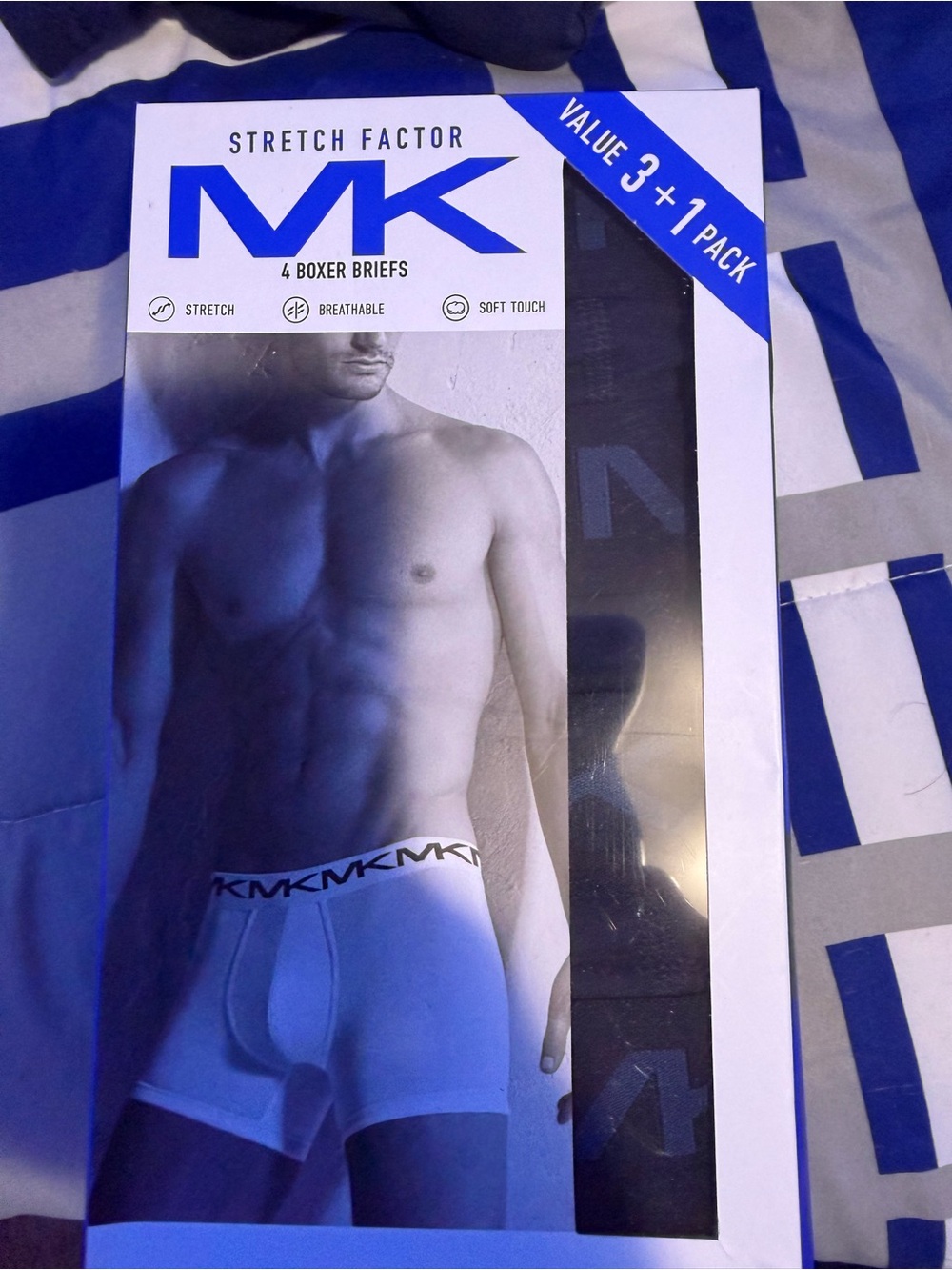 Michael Kors Men's Black and White Boxer Briefs - Stretch Factor 4-Pack